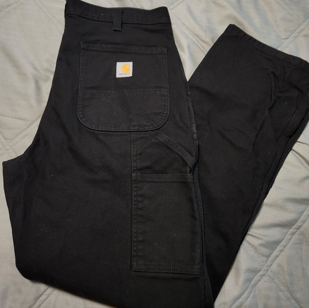 Carhartt Double Knee Black Relaxed Fit 34x32 Work Pants